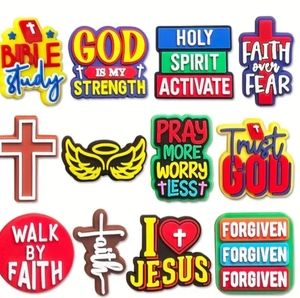 12pcs/set Religious Series Jibbitz Charm Clogs Charm Detachable Shoe Slipper